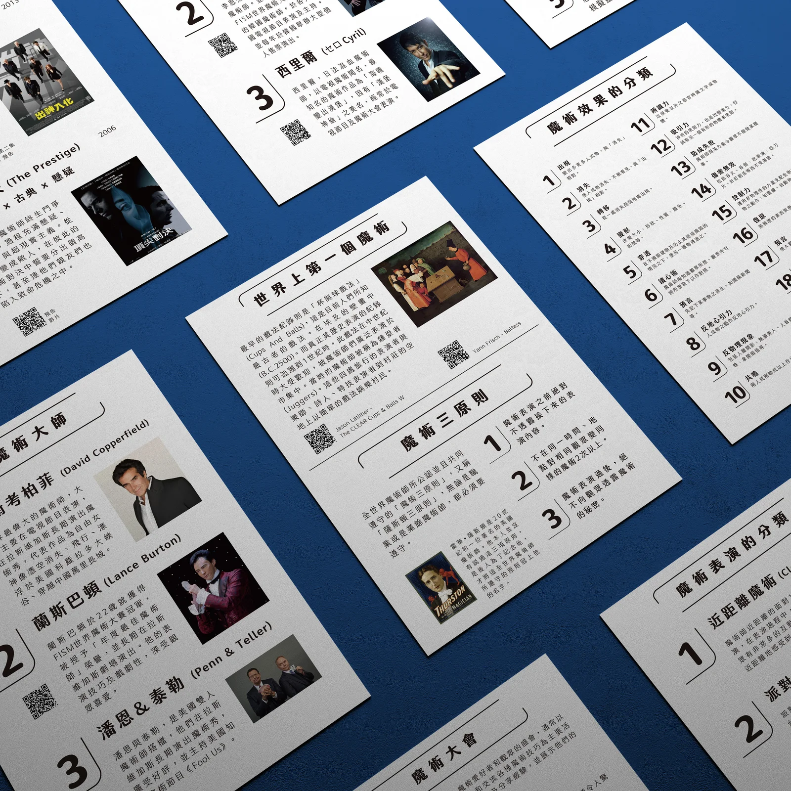 藍羽毛魔術課程講義的排列展示